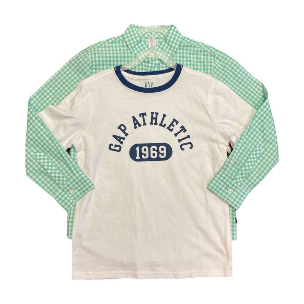 Optic White - GAP Kid's Boy's 2 Piece Short Sleeve Crewneck and Long Sleeve Butt